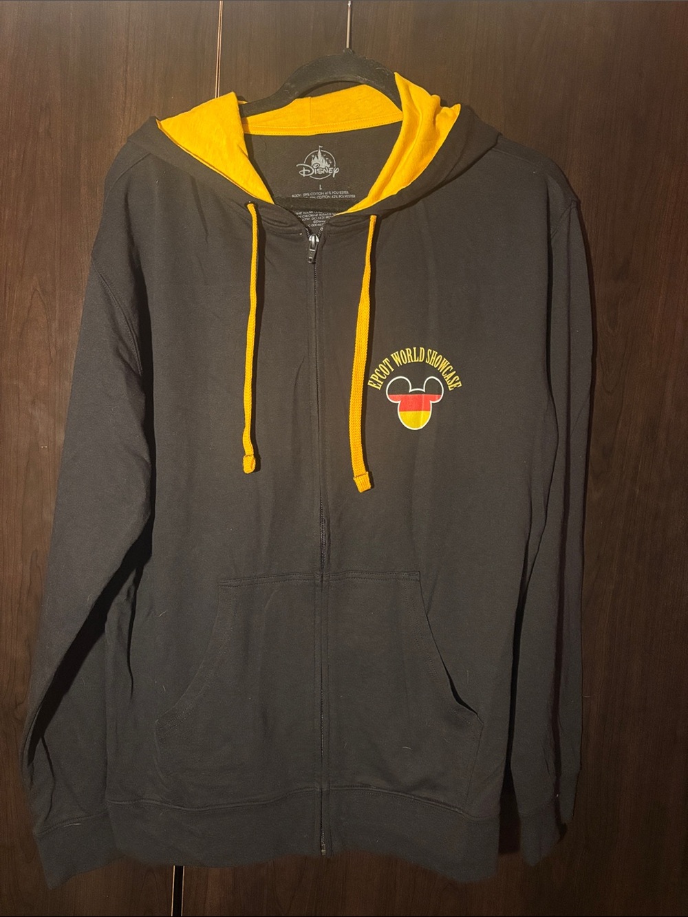 Disney Men’s Black & Yellow Epcot World Showcase Zip Hoodie